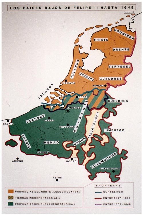Mapa de Flandes con Felipe II